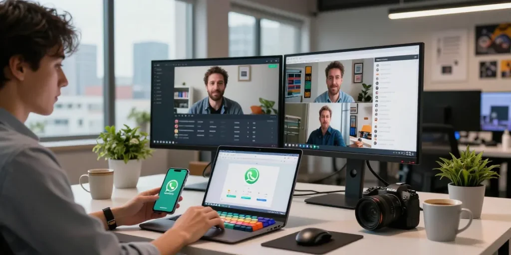 Effective workspace integration showcasing WhatsApp電腦版 for seamless communication in a modern tech environment.