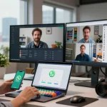 Effective workspace integration showcasing WhatsApp電腦版 for seamless communication in a modern tech environment.