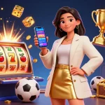 Spin the mahjong slot and win big with our vibrant casino-themed scene full of excitement.