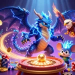 Experience Hoki126 Link with vibrant game elements and lively casino characters in action.