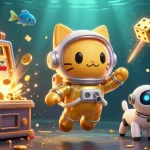 Play iwin with vibrant characters in a glittering casino cosmos, showcasing exciting gaming elements.