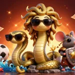 Engage in parlay judi bola with dynamic sports elements and mythical characters in a rich 3D illustration.