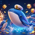 Engage in bandar bola with vibrant casino visuals featuring whales and playful dolphins.