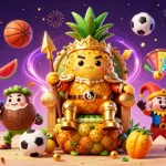 Experience excitement at เว็บบอล with dynamic sports betting characters, lively elements, and a vibrant casino atmosphere.