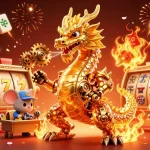 Budi4d link showcases a vibrant 3D casino scene featuring a golden dragon and dynamic slot elements.