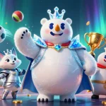 Bet on M88 link with vibrant casino action featuring a polar bear king and snow fox.