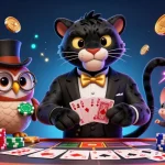 Engage in judi bola excitement with stylish characters betting and playing in a vibrant casino scene.