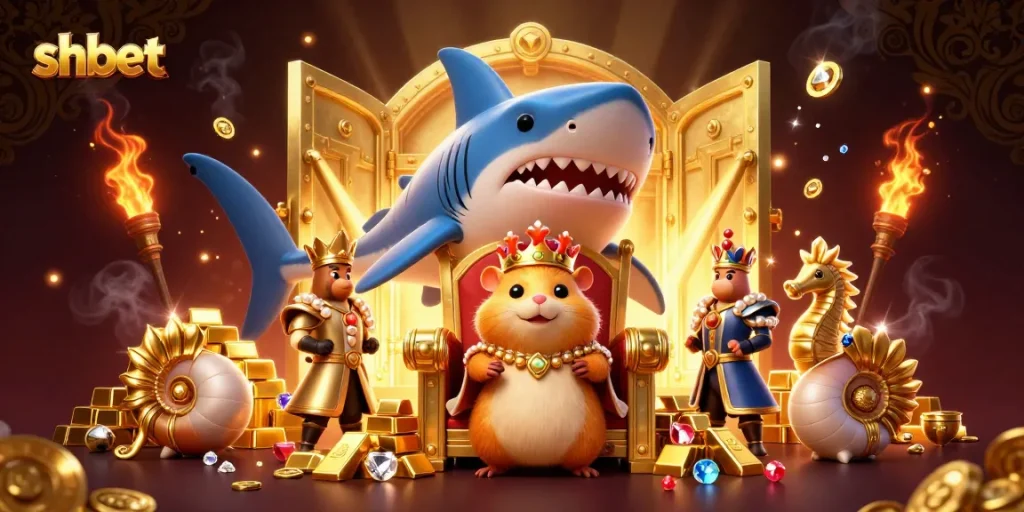 Spin and win with shbet’s dynamic casino scene featuring treasure and royal characters.