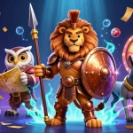 Join the excitement at iwinclub with vibrant lottery elements and a heroic casino scene.