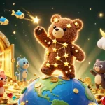 Engage with keonhacai5's vibrant casino universe featuring a constellation bear and gold treasure.
