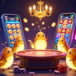 Engaging judi bola parlay scene with glowworms, a bat dealer, and vibrant casino elements.