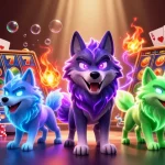 Win big with BRO138 resmi at a vibrant slots scene featuring a ghostly wolf leader.