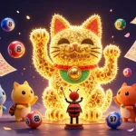 Experience winning moments with FUN88's dynamic casino games featuring vibrant lucky cat illustration.