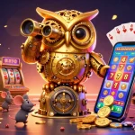 Engage in the thrilling game of mahyong with a vibrant 3D casino scene filled with golden tokens and energetic characters.