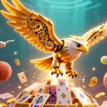 nhacaiuytin88 showcases a dynamic 3D casino scene with a cybernetic eagle and sports balls